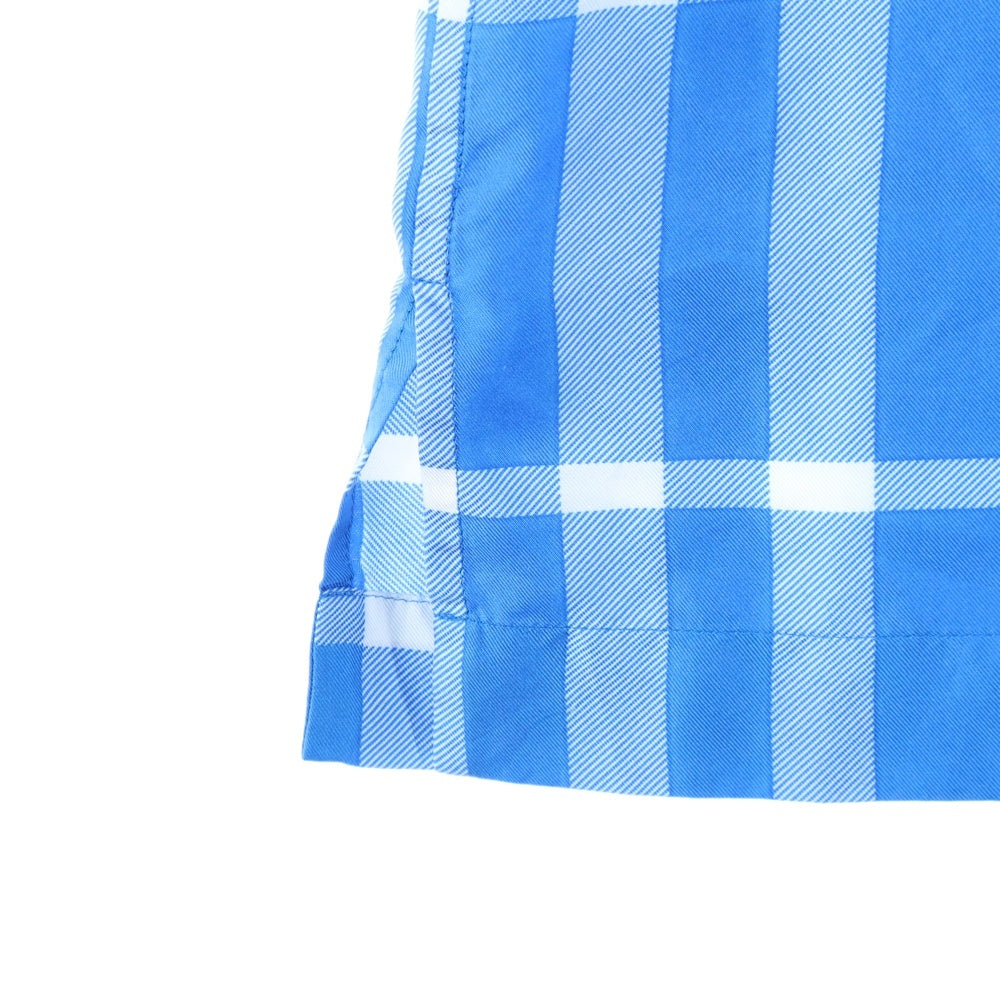 BURBERRY(バーバリー) バーバリーチェック柄 シルク半袖シャツ ブルー 8065819