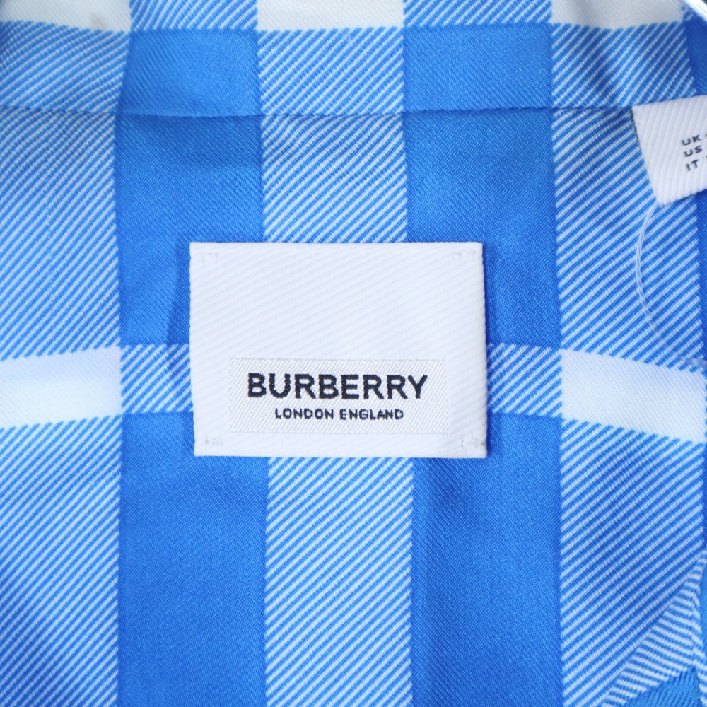 BURBERRY(バーバリー) バーバリーチェック柄 シルク半袖シャツ ブルー 8065819