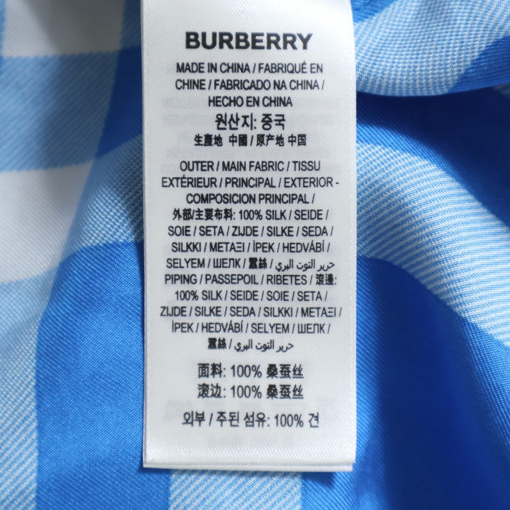 BURBERRY(バーバリー) バーバリーチェック柄 シルク半袖シャツ ブルー 8065819