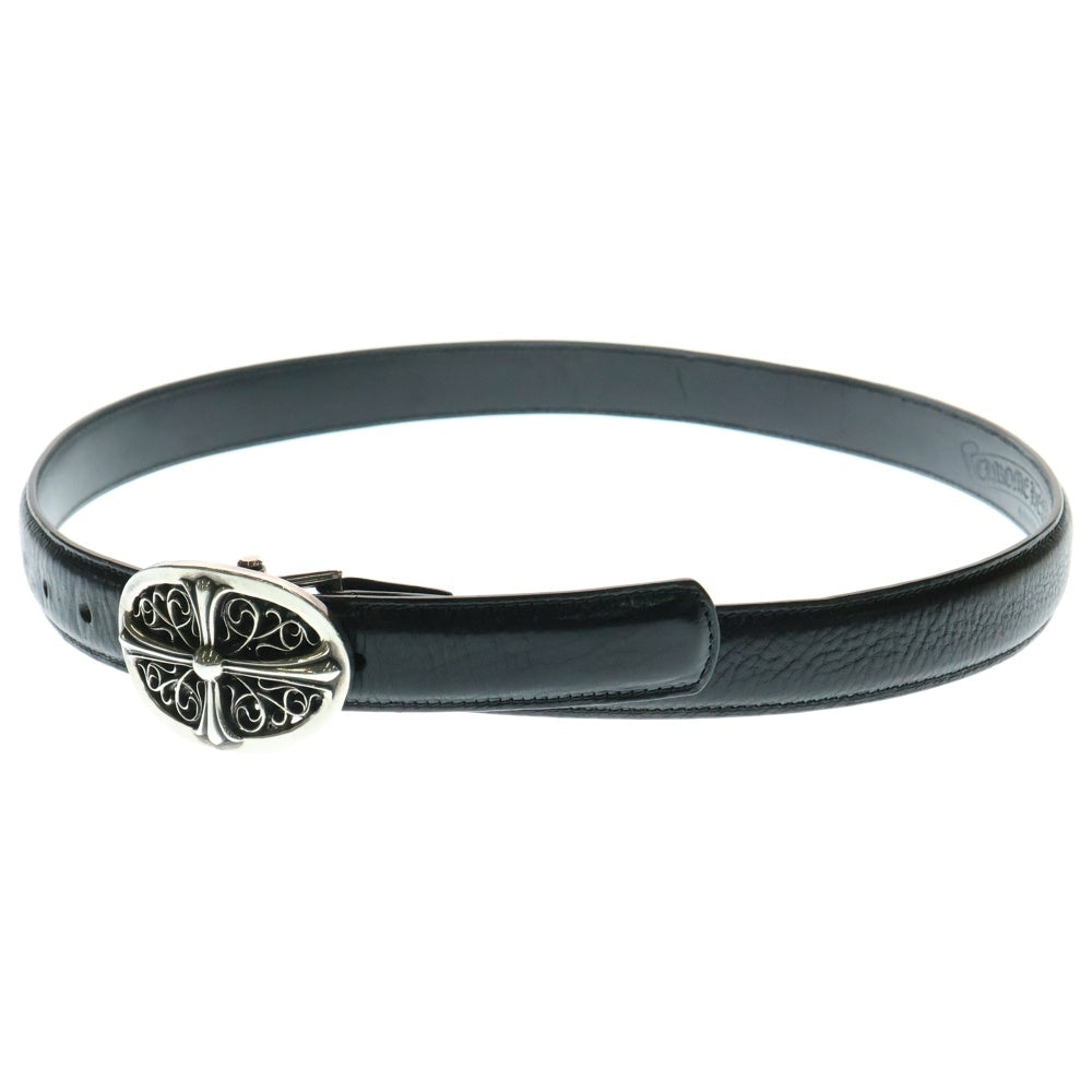 CHROME HEARTS(クロムハーツ) OVAL CROSS STRAP1.0クラシックオーバルクロスバックル レザーベルト シルバー