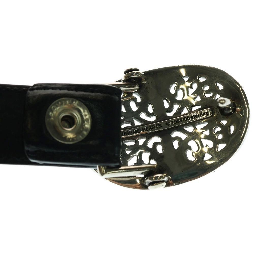 CHROME HEARTS(クロムハーツ) OVAL CROSS STRAP1.0クラシックオーバルクロスバックル レザーベルト シルバー
