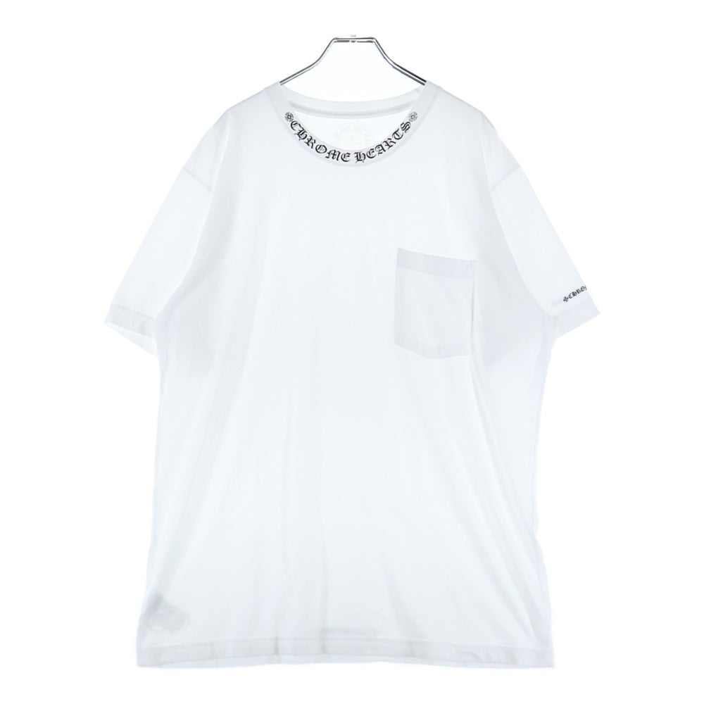 CHROME HEARTS(クロムハーツ) NECK LOGO TEE ネックロゴプリント クルーネック半袖Tシャツカットソー ホワイト