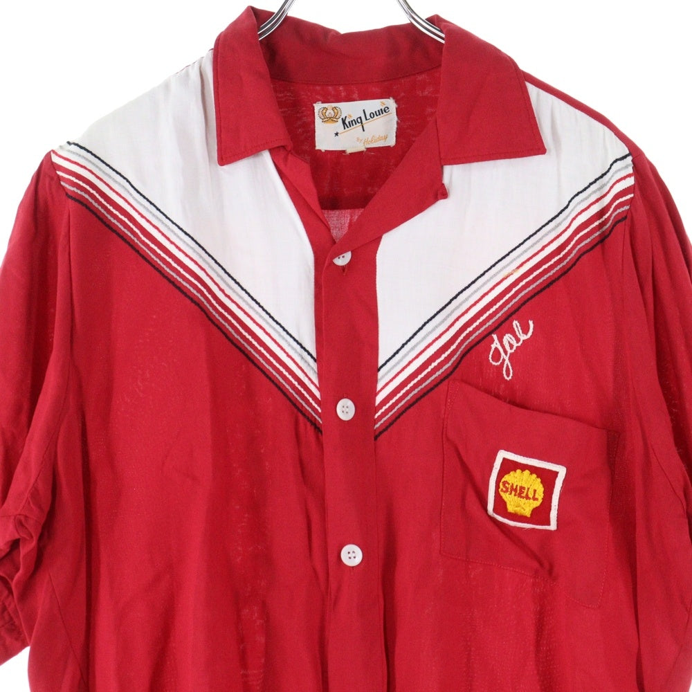 VINTAGE(ヴィンテージ) KING LOUIE SHELL キングルルイ シェル 刺? 半袖 ボウリングシャツ レッド