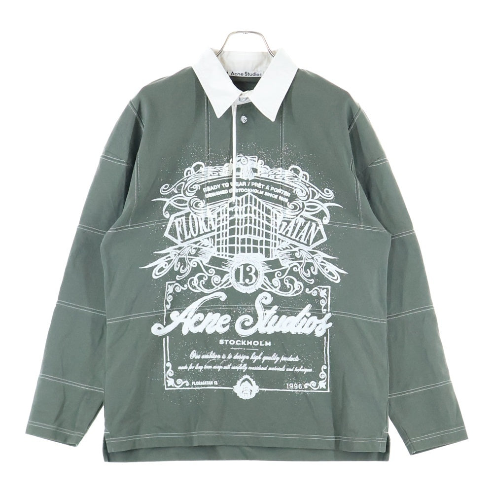 Acne Studios(アクネ ストゥディオズ) フロントロゴ 長袖Tシャツ ポロシャツ グリーン FN-UX-TSHI000142