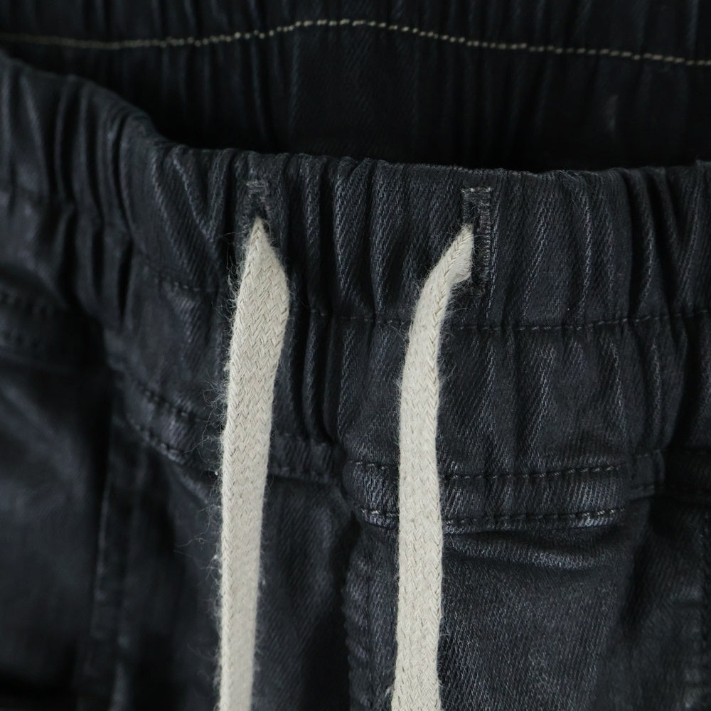 Rick Owens DRKSHDW(リックオウエンス ダークシャドウ) 24AW クラッチカーゴドローストリングコーティングロングパンツ ブラック