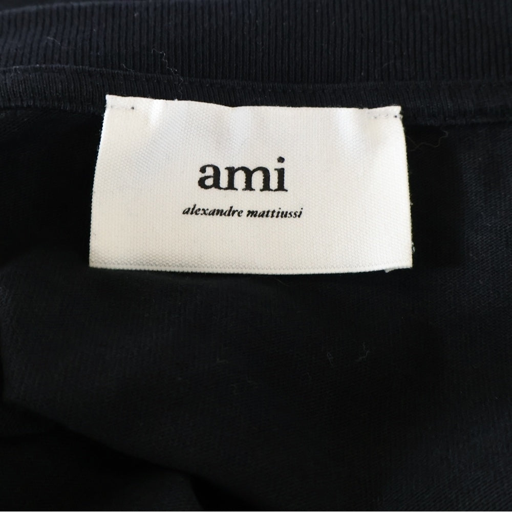 ami paris(アミパリス) カレッジ フロント ロゴ エンブロイダリー 半袖Tシャツ ブラック