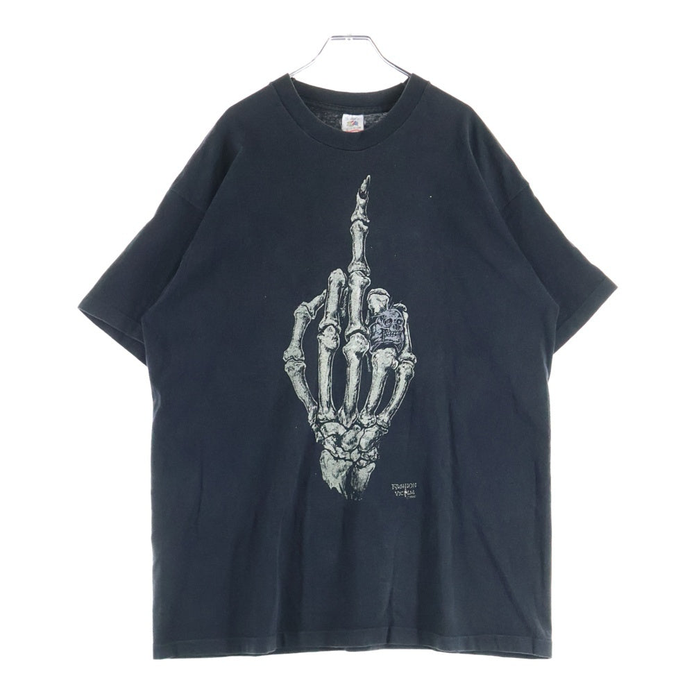 VINTAGE(ヴィンテージ) 90s FASHION VICTIM フロントプリント スカルデザイン 半袖Tシャツ ブラック