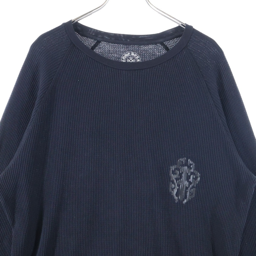 CHROME HEARTS(クロムハーツ) OLD VINE DAGGER SCROLL LABEL ヴァインダガー スクロールラベル ロゴプリント サーマル長袖Tシャツ カットソー ブラック