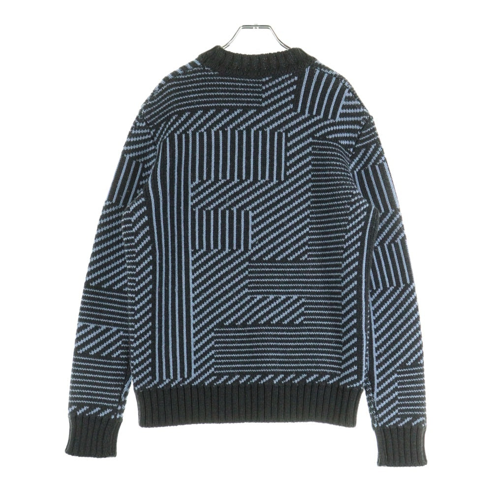FENDI(フェンディ) クルーネック ジャガード ニットセーター ブラック FAE549 APPD