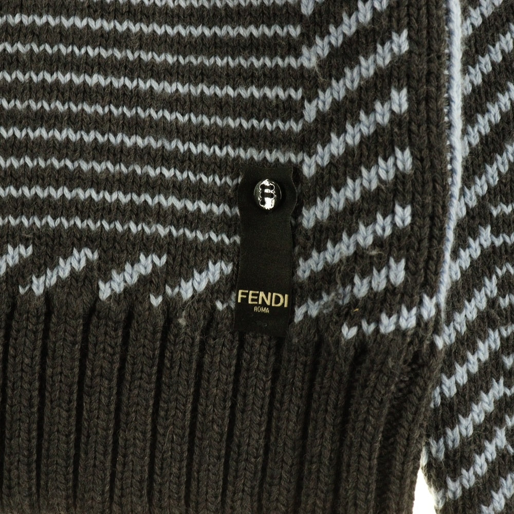 FENDI(フェンディ) クルーネック ジャガード ニットセーター ブラック FAE549 APPD