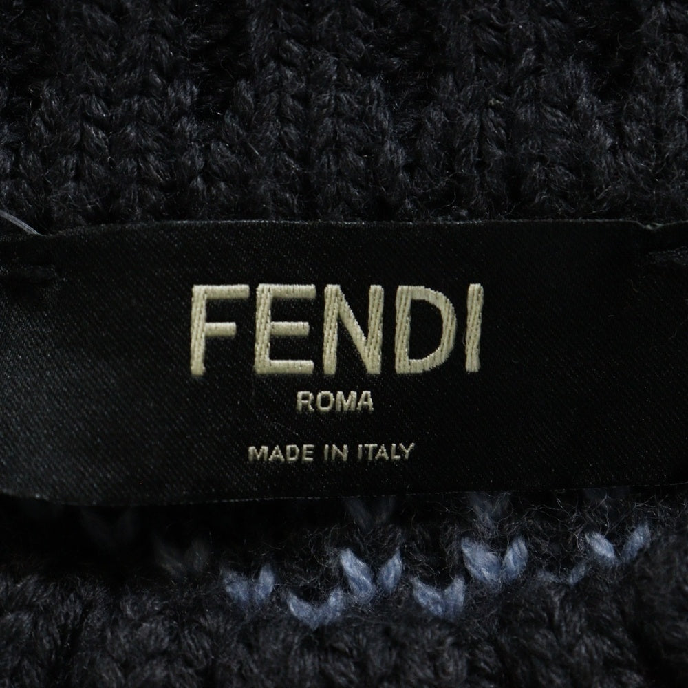FENDI(フェンディ) クルーネック ジャガード ニットセーター ブラック FAE549 APPD