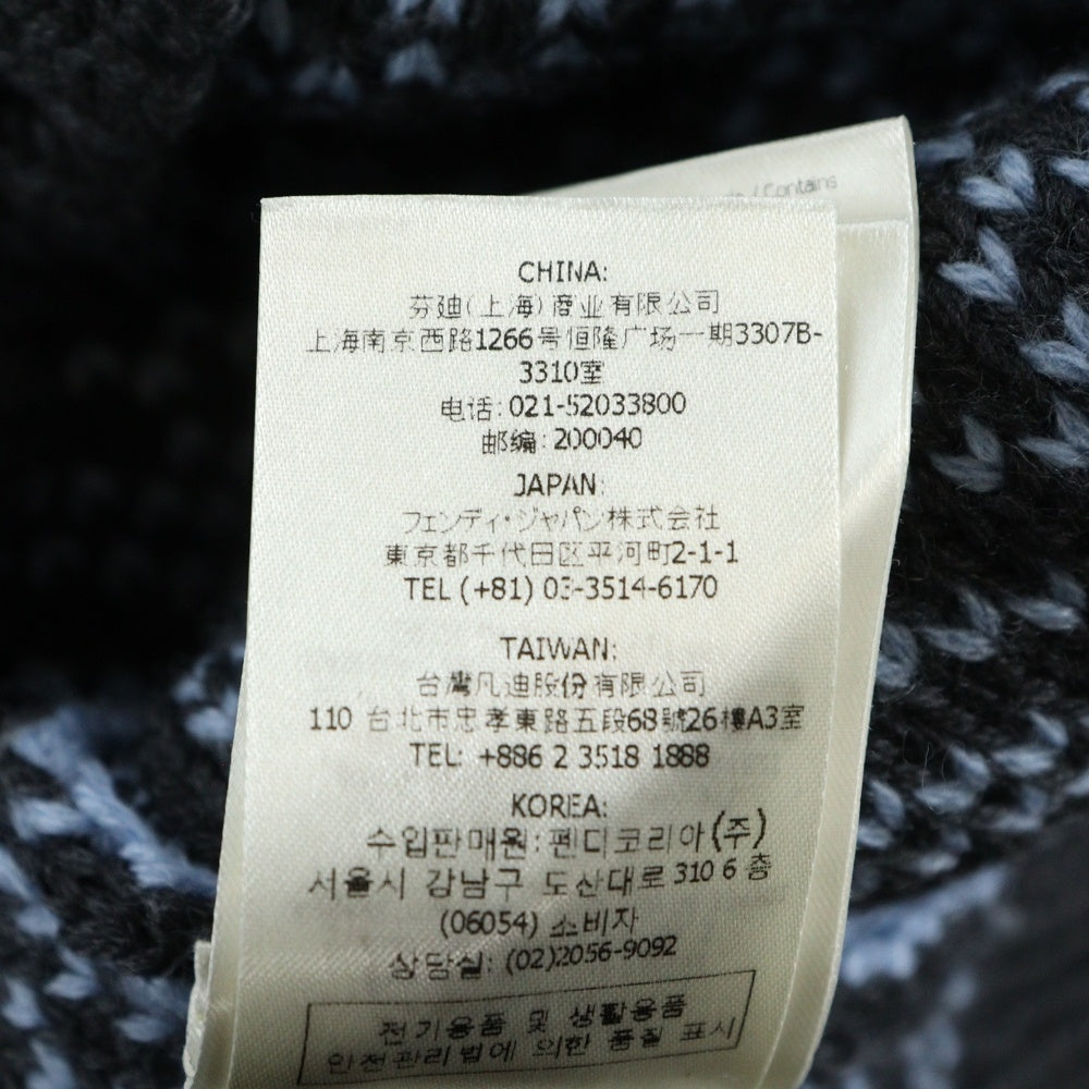 FENDI(フェンディ) クルーネック ジャガード ニットセーター ブラック FAE549 APPD