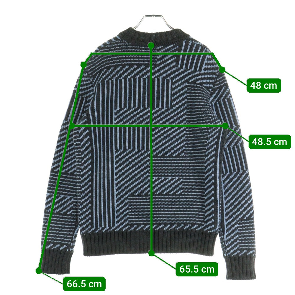 FENDI(フェンディ) クルーネック ジャガード ニットセーター ブラック FAE549 APPD