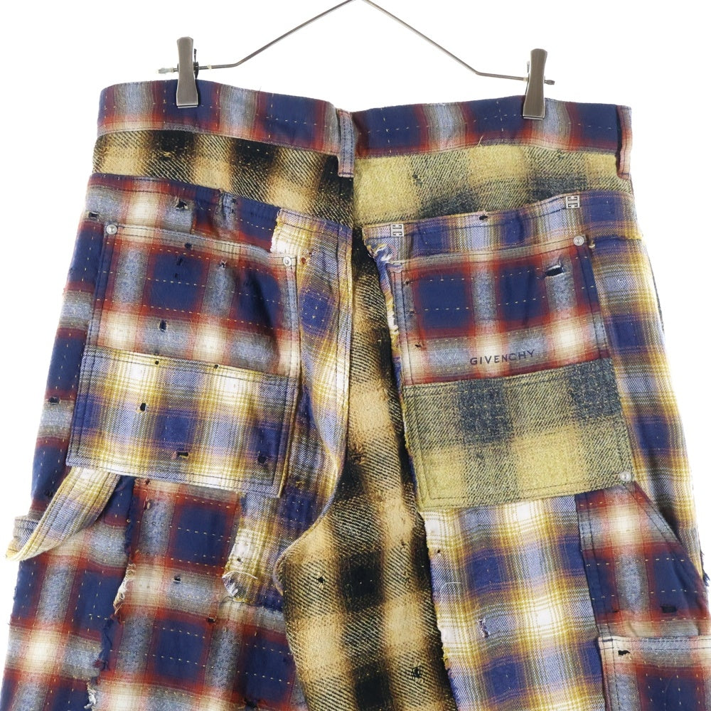 GIVENCHY(ジバンシィ) 2WAYデストロイダメージ加工チェックロングパンツ イエロー BM51BJ5Y7H