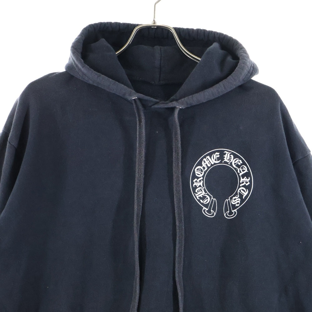 CHROME HEARTS(クロムハーツ) HORSESHOE PULLOVER HOODIE ホースシュープリント アームフローラル スウェットプルオーバーパーカー ブラック