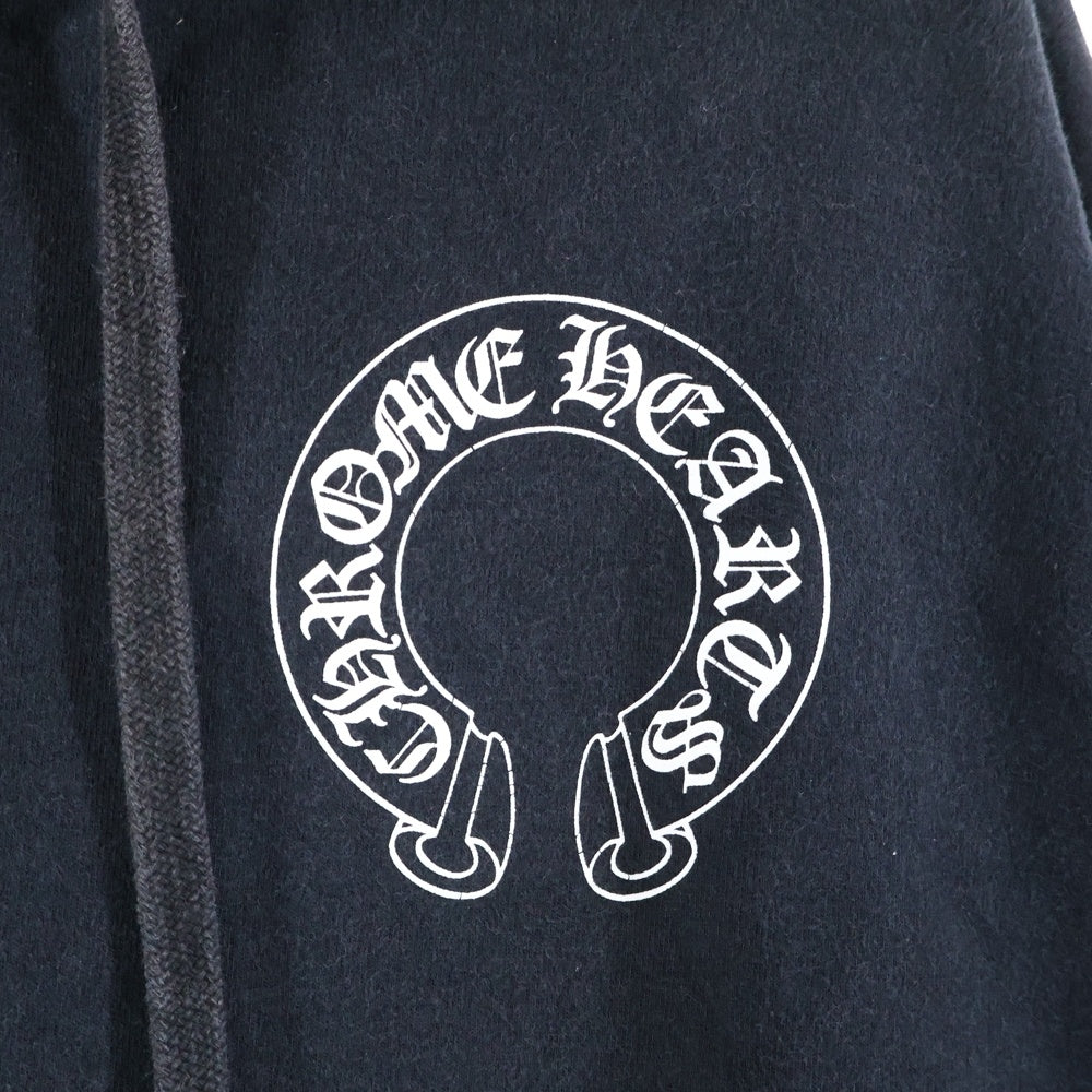 CHROME HEARTS(クロムハーツ) HORSESHOE PULLOVER HOODIE ホースシュープリント アームフローラル スウェットプルオーバーパーカー ブラック