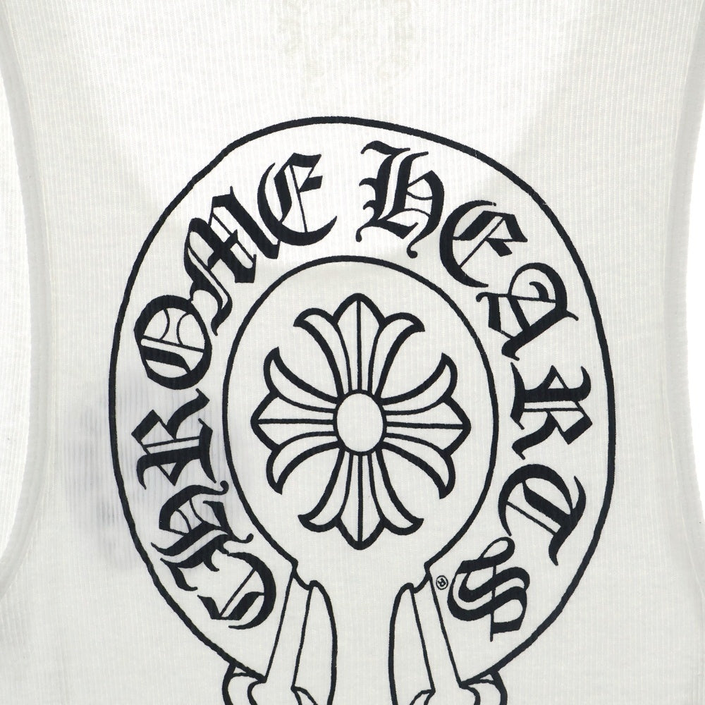 CHROME HEARTS(クロムハーツ) ホースシュープリント リブタンクトップ ノースリーブカットソー ホワイト