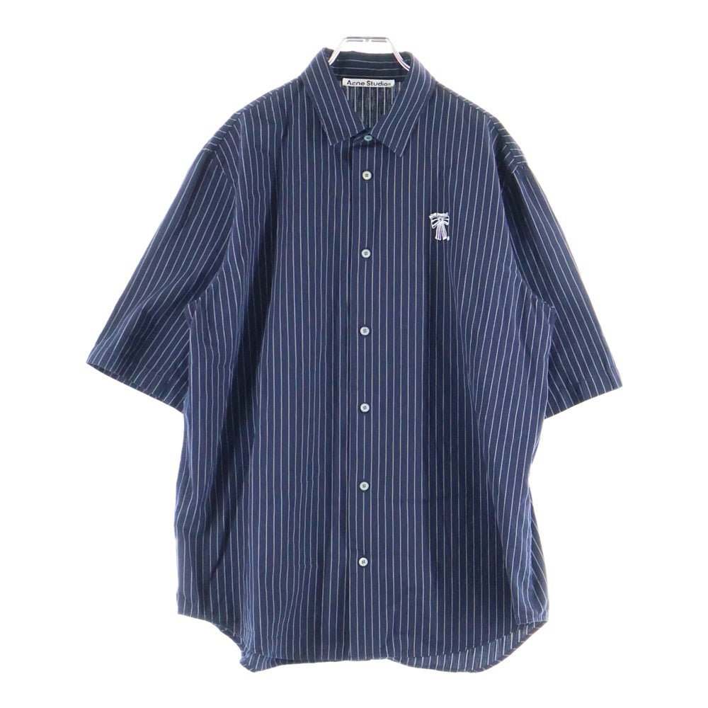 Acne Studios(アクネ ストゥディオズ) ストライプボタンアップシャツ 半袖シャツ ネイビー FN-MN-SHIR000880