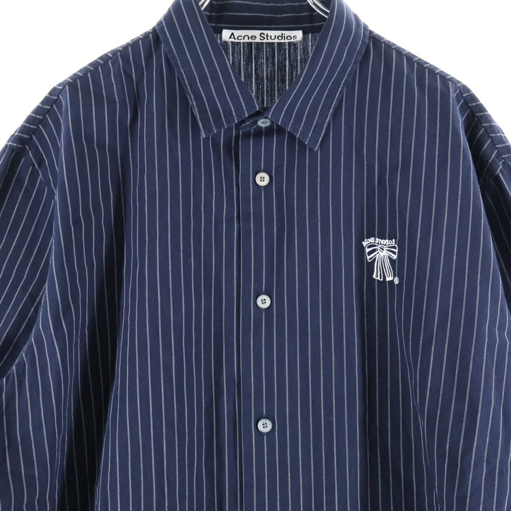 Acne Studios(アクネ ストゥディオズ) ストライプボタンアップシャツ 半袖シャツ ネイビー FN-MN-SHIR000880