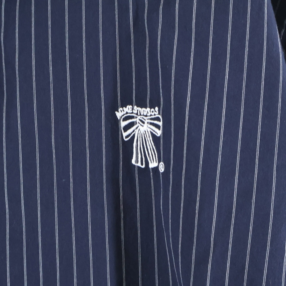 Acne Studios(アクネ ストゥディオズ) ストライプボタンアップシャツ 半袖シャツ ネイビー FN-MN-SHIR000880