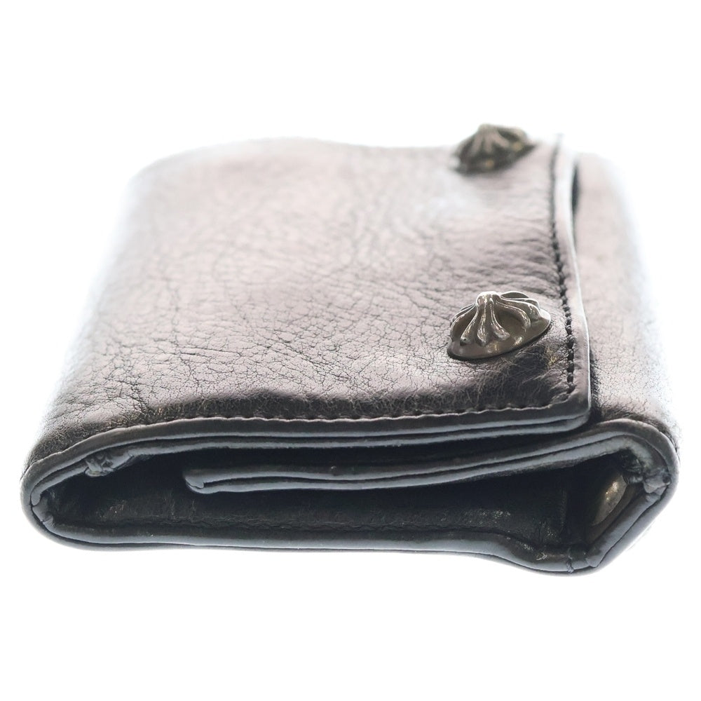 CHROME HEARTS(クロムハーツ) 3FOLD 3フォールド クロスボタン レザーウォレット 財布 ブラック BCA364