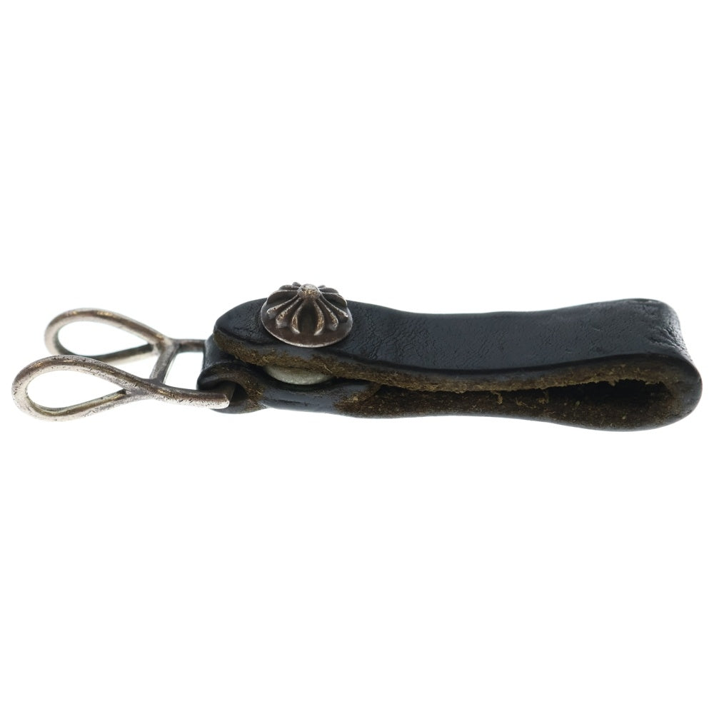 CHROME HEARTS(クロムハーツ) BELT LOOP クロスボールボタンレザーベルトループ シルバー/ブラック BCA397