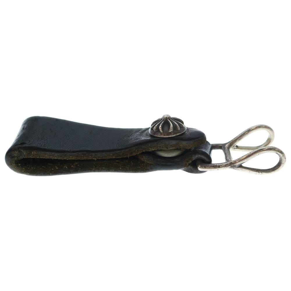 CHROME HEARTS(クロムハーツ) BELT LOOP クロスボールボタンレザーベルトループ シルバー/ブラック BCA397