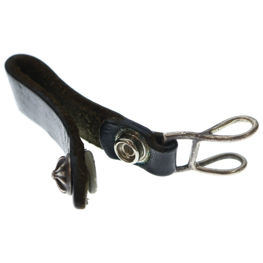 CHROME HEARTS(クロムハーツ) BELT LOOP クロスボールボタンレザーベルトループ シルバー/ブラック BCA397