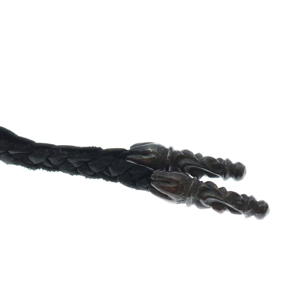 CHROME HEARTS(クロムハーツ) LEATHER BRAID SCROLL ネックレス レザーブレイドネックレス ブラック/シルバー BCA377