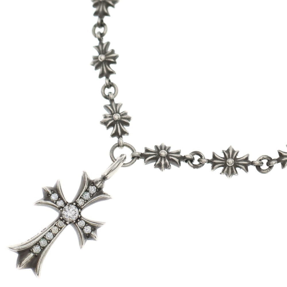 CHROME HEARTS(クロムハーツ) TINY E CH PLS F/CRS ファットクロス W/タイニーE CHプラスネックレスチェーン PAVEダイヤ シルバー BCA320
