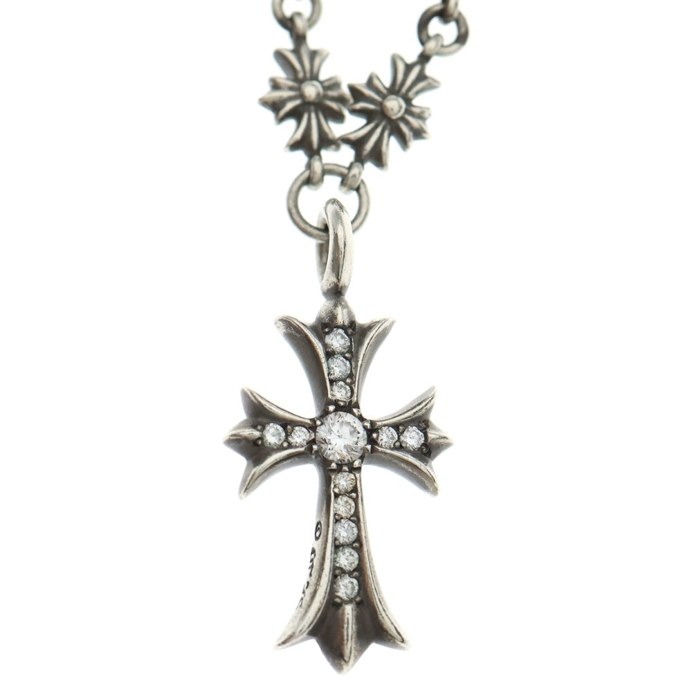 CHROME HEARTS(クロムハーツ) TINY E CH PLS F/CRS ファットクロス W/タイニーE CHプラスネックレスチェーン PAVEダイヤ シルバー BCA320