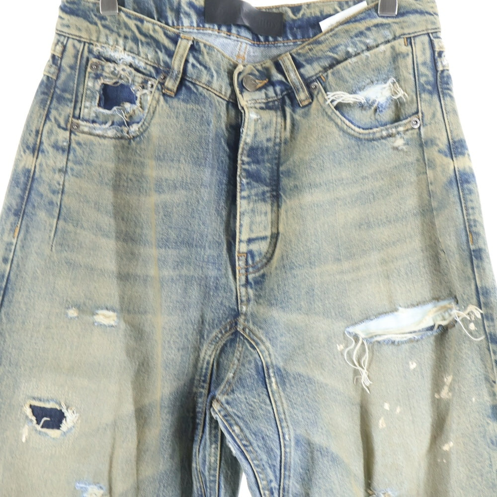 NO/FAITH STUDIOS(ノーフェイスストゥディオス) ワイド ダメージ デニム パンツ インディゴ V294 465-45