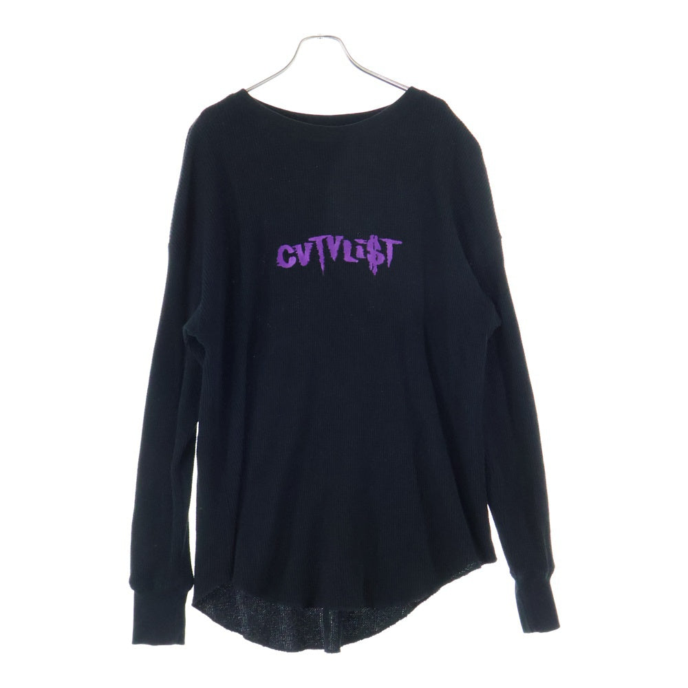 cvtvlist(カタリスト) フロントロゴ刺繍 サーマル 長袖Tシャツ カットソー ロンT ブラック 2401030301