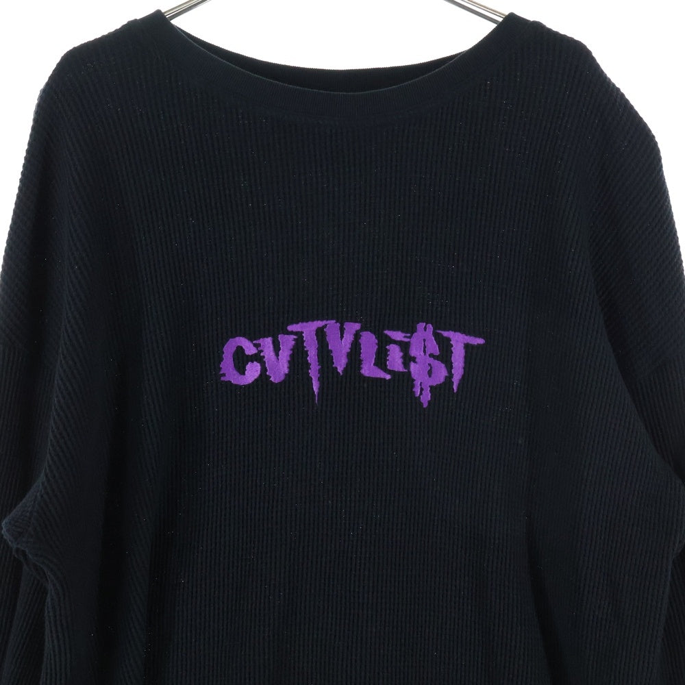 cvtvlist(カタリスト) フロントロゴ刺繍 サーマル 長袖Tシャツ カットソー ロンT ブラック 2401030301