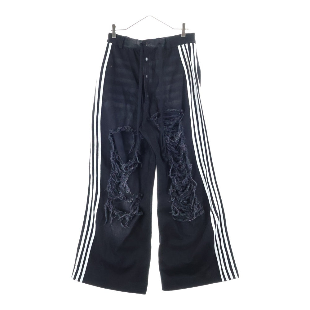 YORI SPORT(ヨリ スポーツ) ダメージ ライン デニムパンツ ブラック