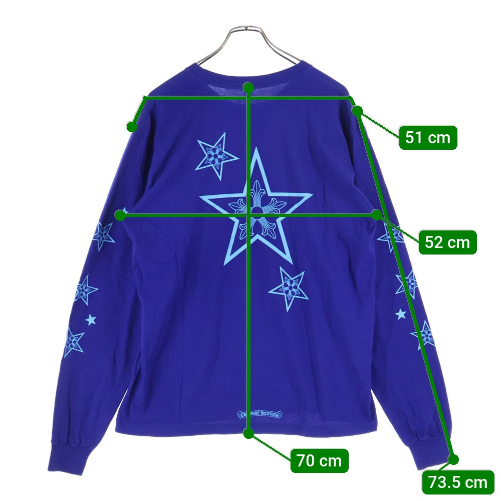 CHROME HEARTS(クロムハーツ) BLUE STAR LONG SLEEVE TEE バックスタープリントクルーネック長袖Tシャツ ブルー