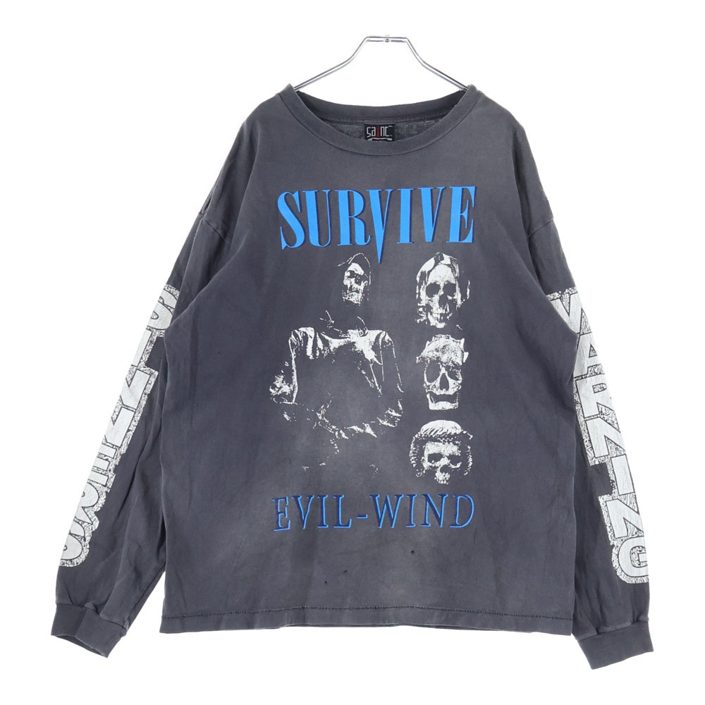 SAINT MICHAEL(セントマイケル) 23AW SURVIVE L/S TEE サバイブ クルーネック 長袖カットソー Tシャツ グレー SM-A23-0000-006