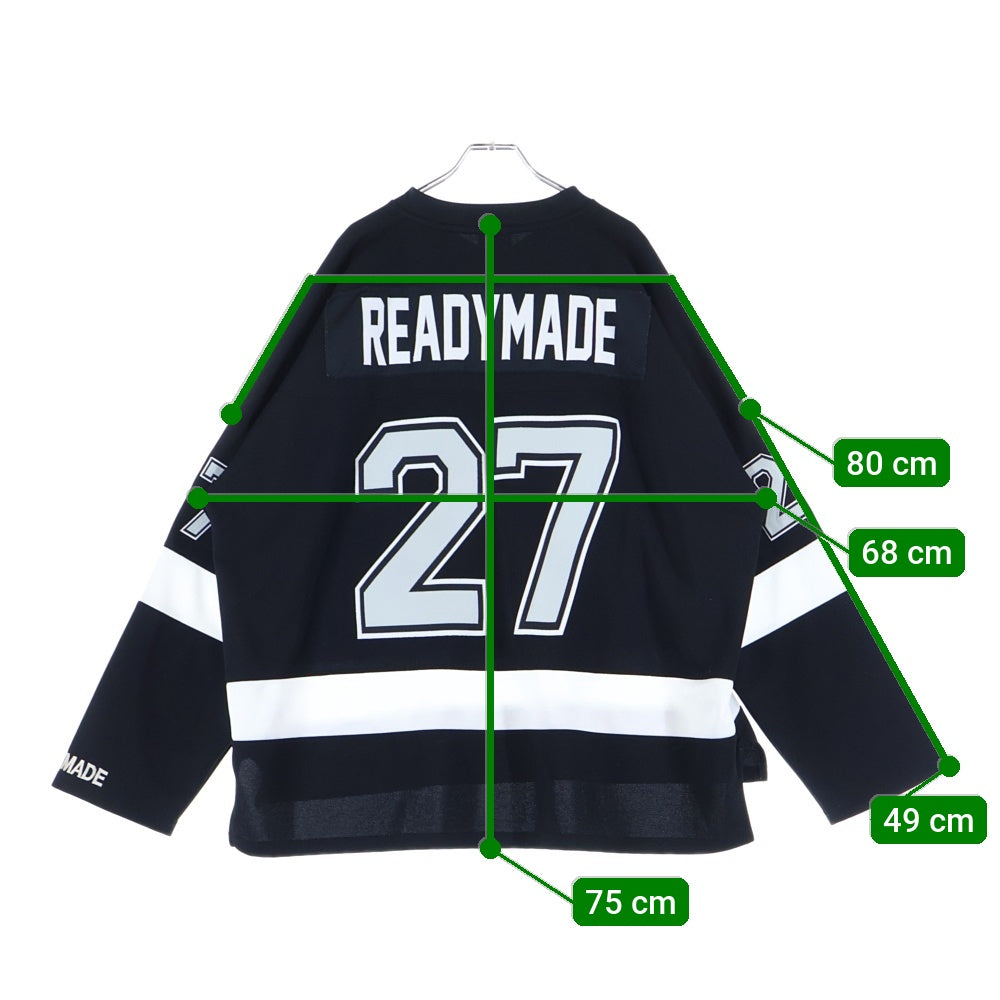 READY MADE(レディメイド) 23SS GAME SHIRT SMILE スマイル刺繍 長袖ゲームシャツ ブラック RE-P0-BK-00-00-249