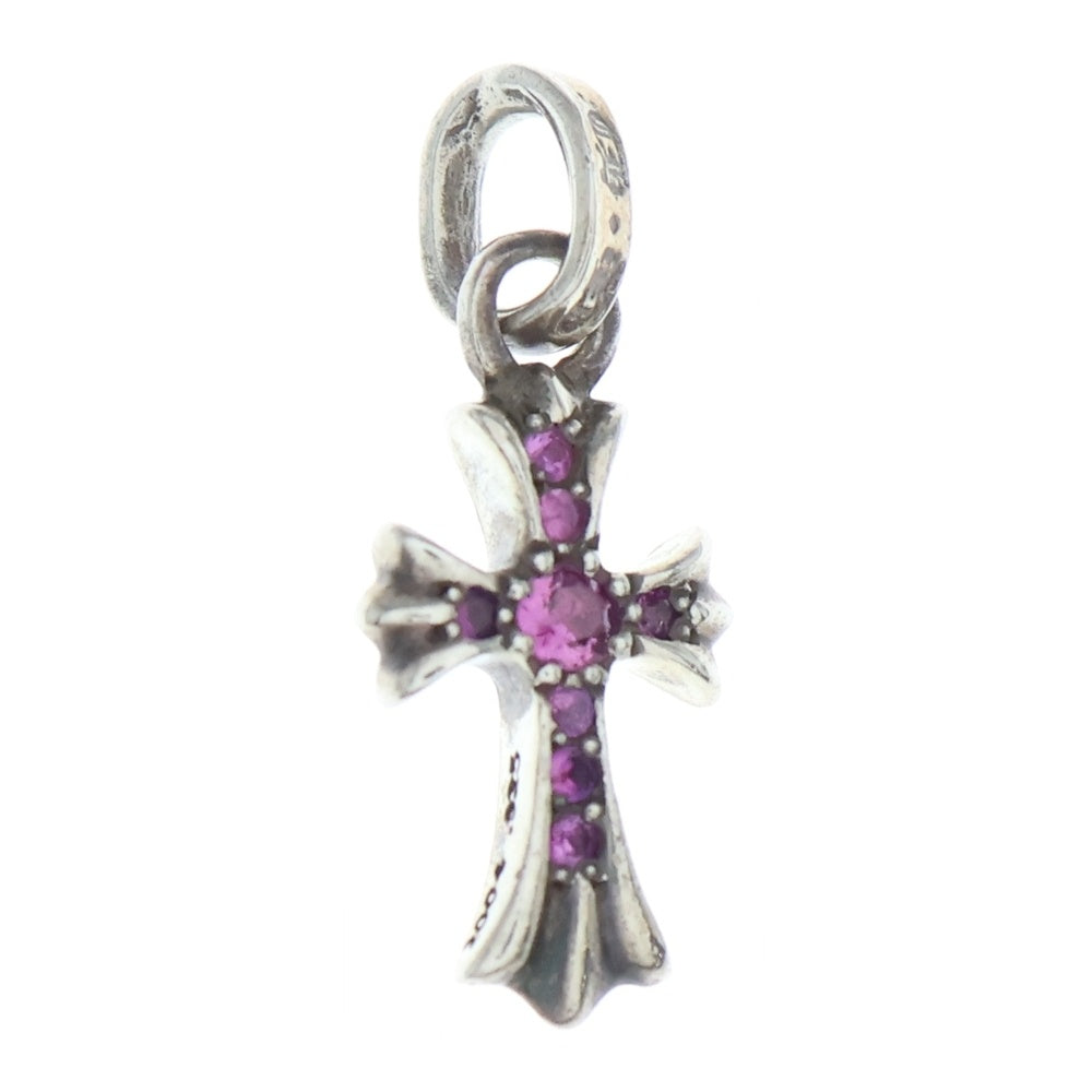 CHROME HEARTS(クロムハーツ) CRS BBYFAT P SAP ベイビーファットクロス PAVEピンクサファイア ペンダントトップ シルバー