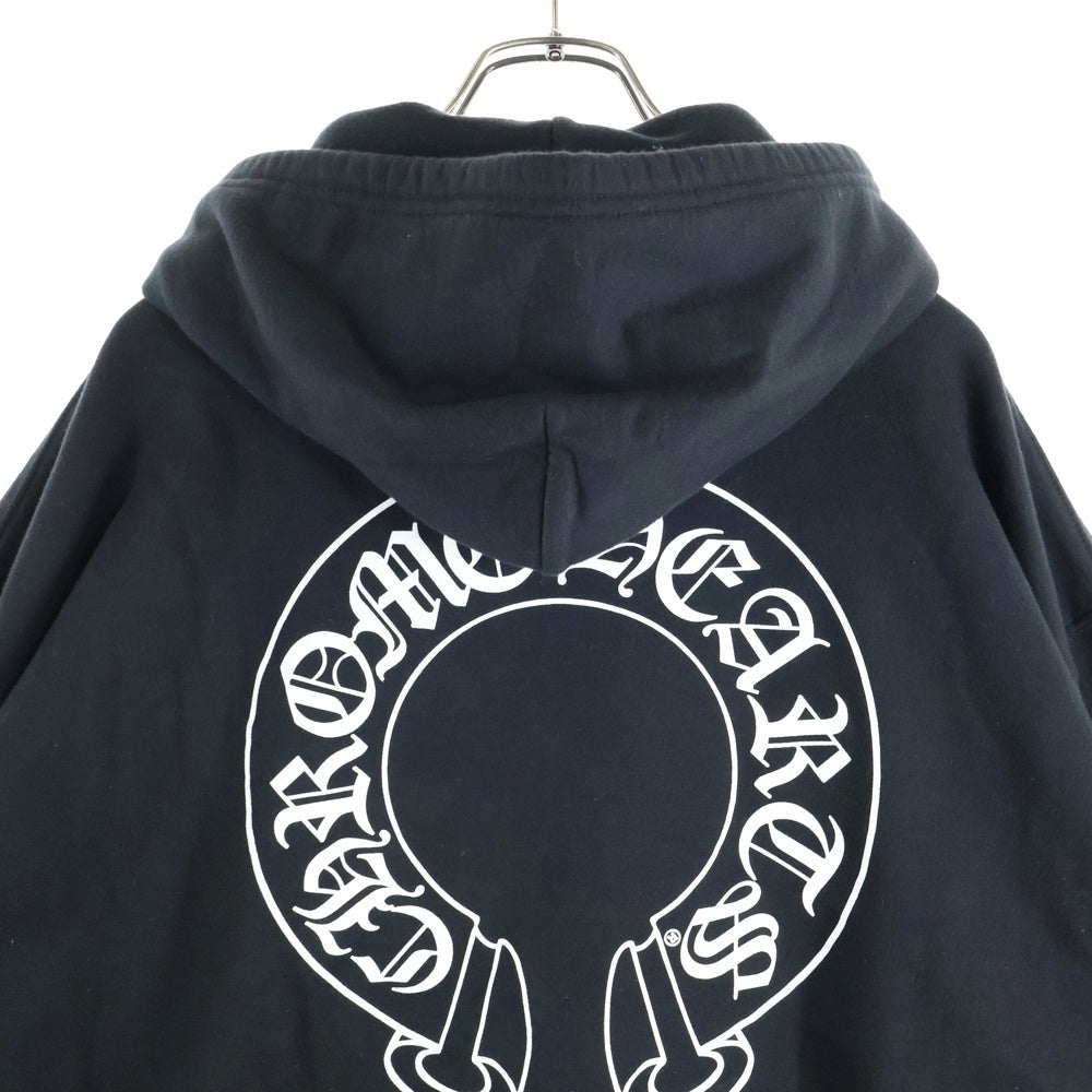 CHROME HEARTS(クロムハーツ) THRML HD ZIP 裏地サーマルジップ 袖フローラルバック ホースシュープ ジップパーカー ブラック