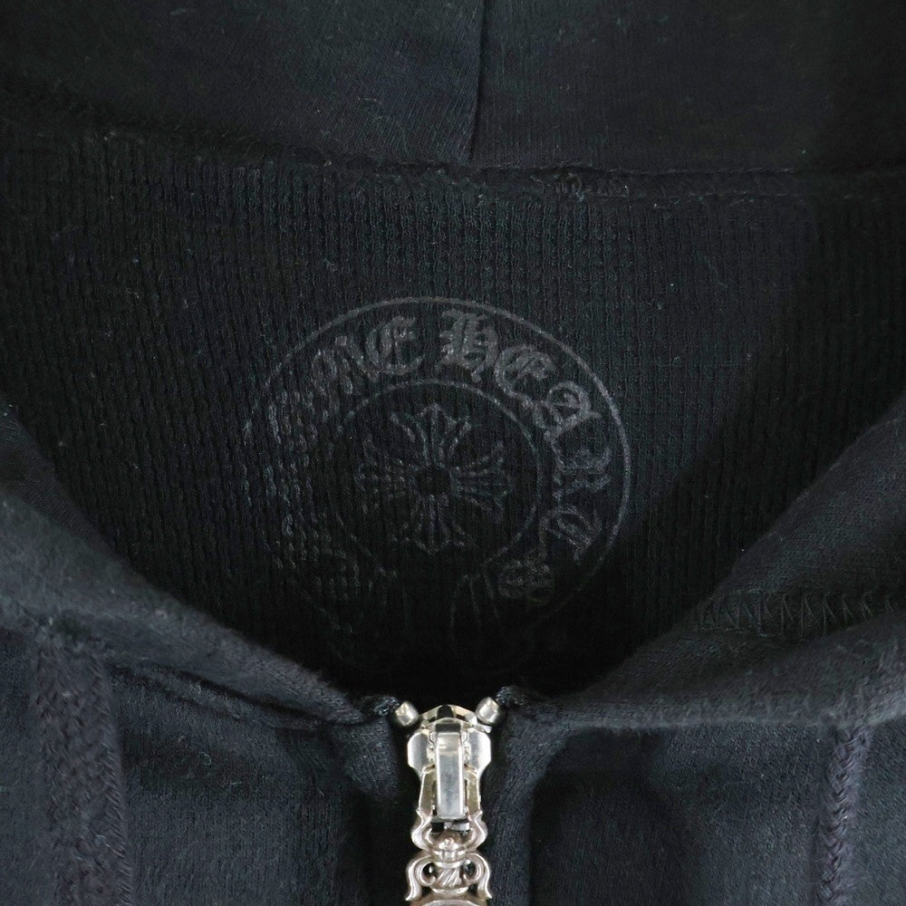 CHROME HEARTS(クロムハーツ) THRML HD ZIP 裏地サーマルジップ 袖フローラルバック ホースシュープ ジップパーカー ブラック