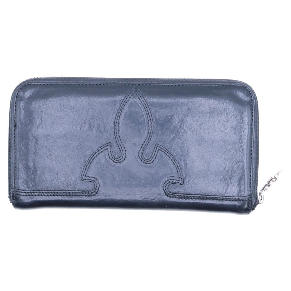 CHROME HEARTS(クロムハーツ) REC F ZIP ダブル フレアニー ラウンドジップ レザー ロングウォレット ブラック