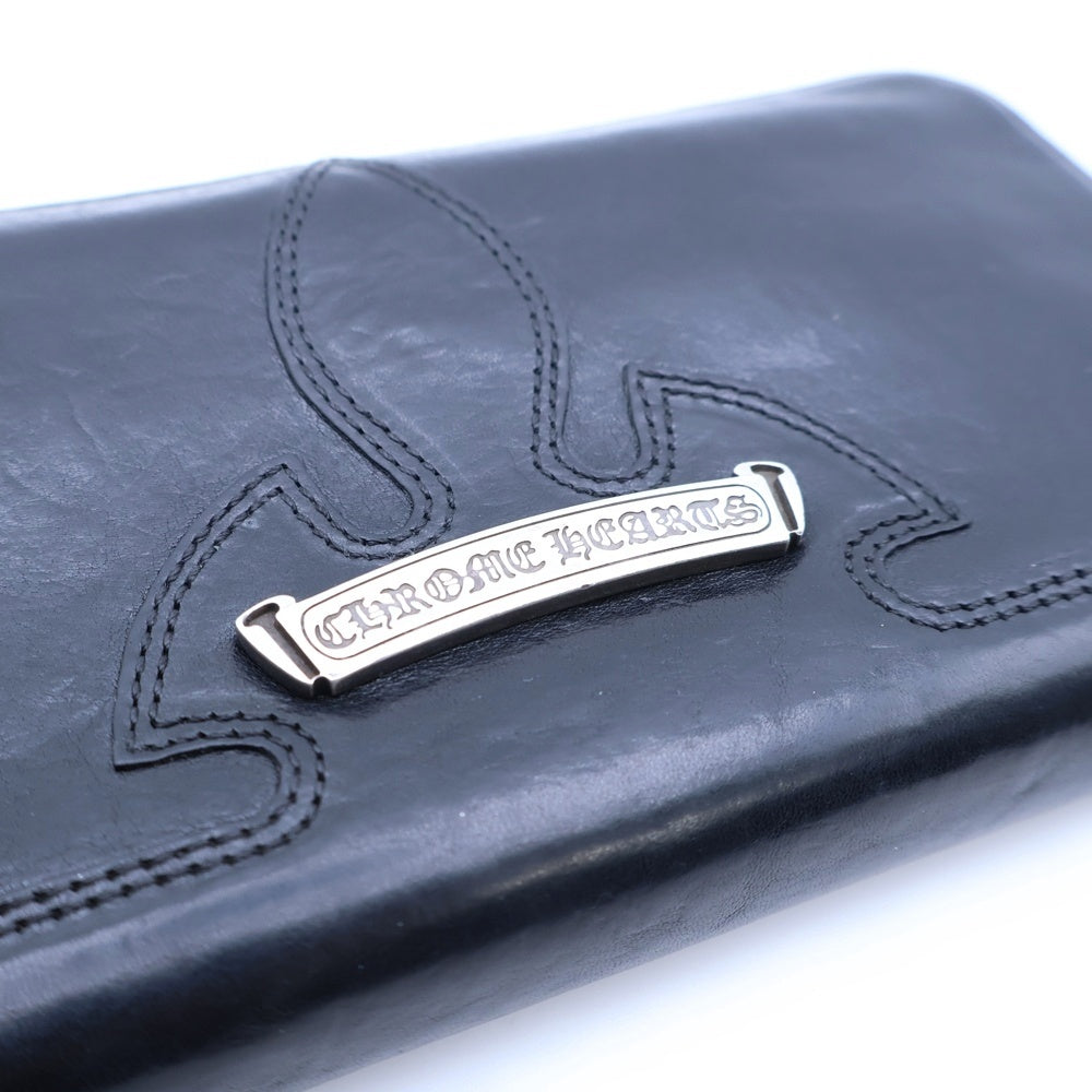 CHROME HEARTS(クロムハーツ) REC F ZIP ダブル フレアニー ラウンドジップ レザー ロングウォレット ブラック