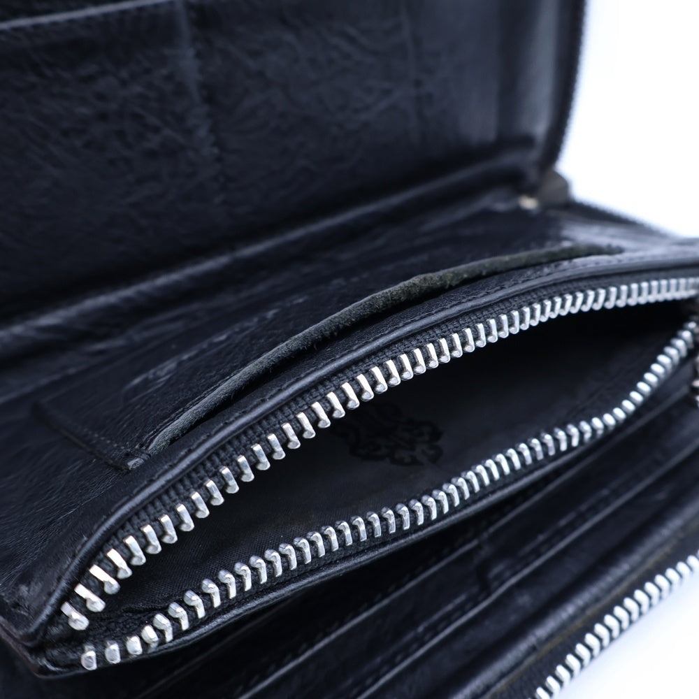 CHROME HEARTS(クロムハーツ) REC F ZIP ダブル フレアニー ラウンドジップ レザー ロングウォレット ブラック