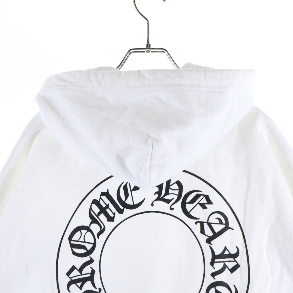 CHROME HEARTS(クロムハーツ) HORSESHOE PULLOVER HOODIE ホースシュー アームフローラル プリント スウェット プルオーバーパーカー ホワイト