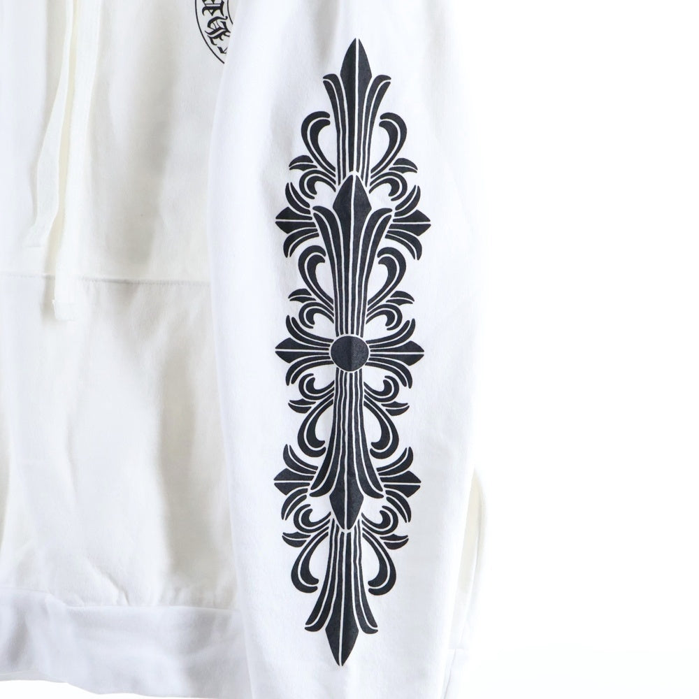 CHROME HEARTS(クロムハーツ) HORSESHOE PULLOVER HOODIE ホースシュー アームフローラル プリント スウェット プルオーバーパーカー ホワイト