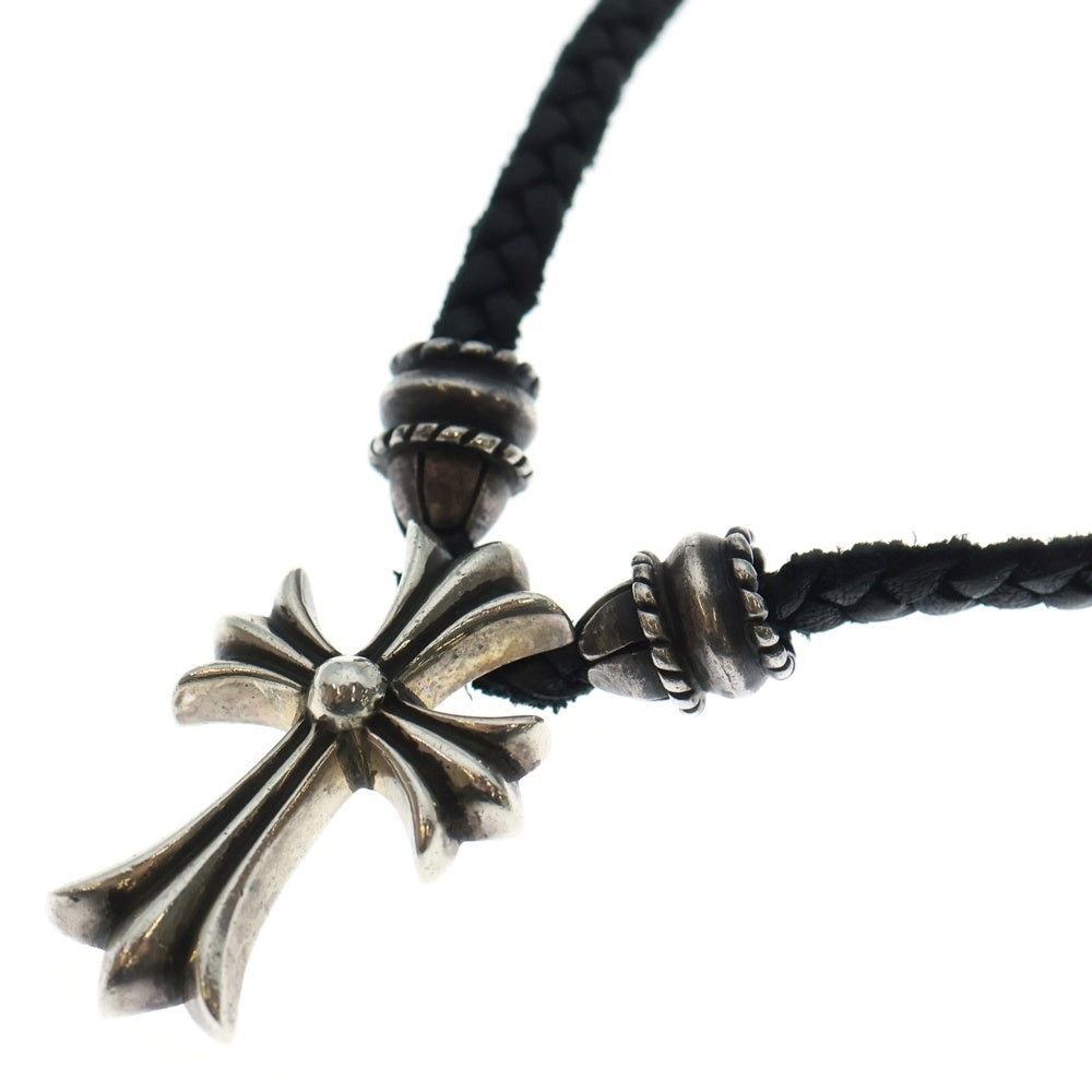 CHROME HEARTS(クロムハーツ) CH CRS SML CL スモールCHクロス クリンプト レザーブレイド ネックレス シルバー/ブラック BCA217