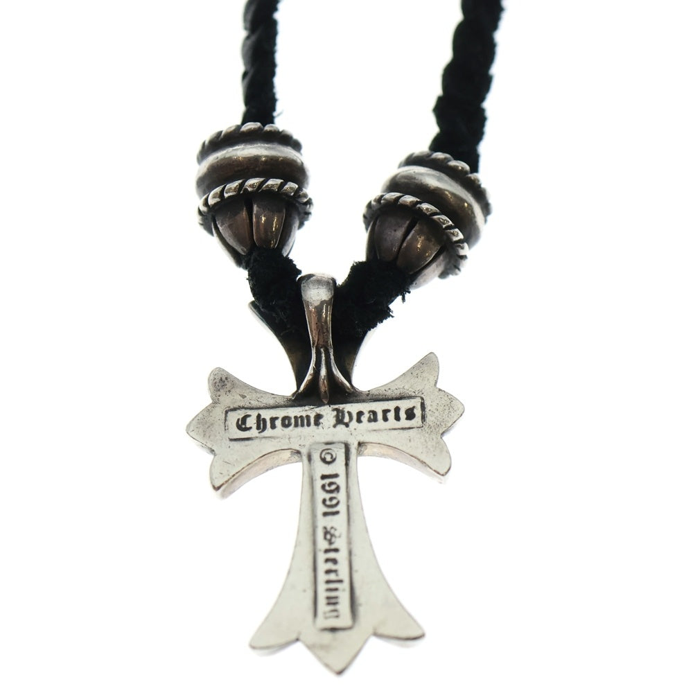 CHROME HEARTS(クロムハーツ) CH CRS SML CL スモールCHクロス クリンプト レザーブレイド ネックレス シルバー/ブラック BCA217