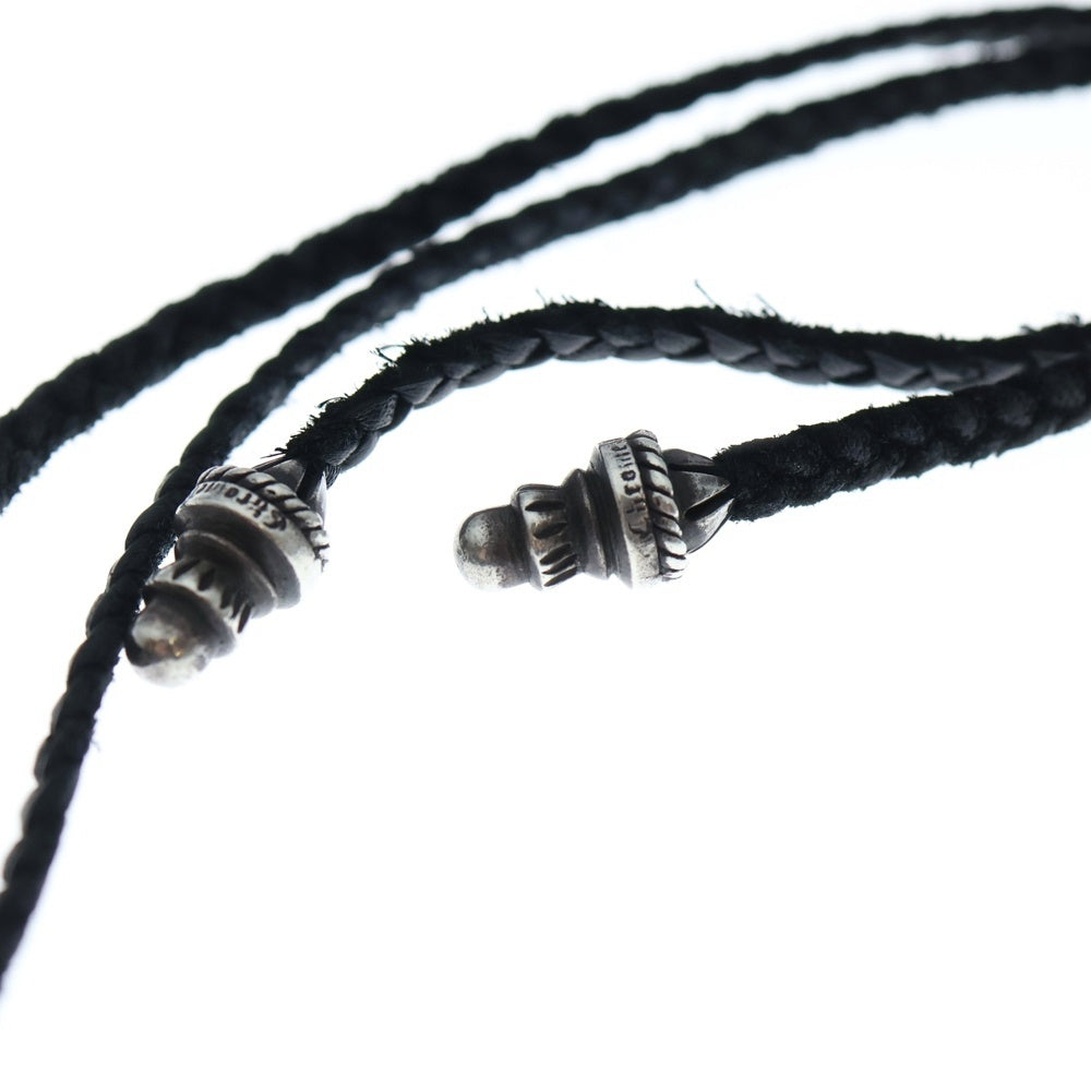 CHROME HEARTS(クロムハーツ) CH CRS SML CL スモールCHクロス クリンプト レザーブレイド ネックレス シルバー/ブラック BCA217