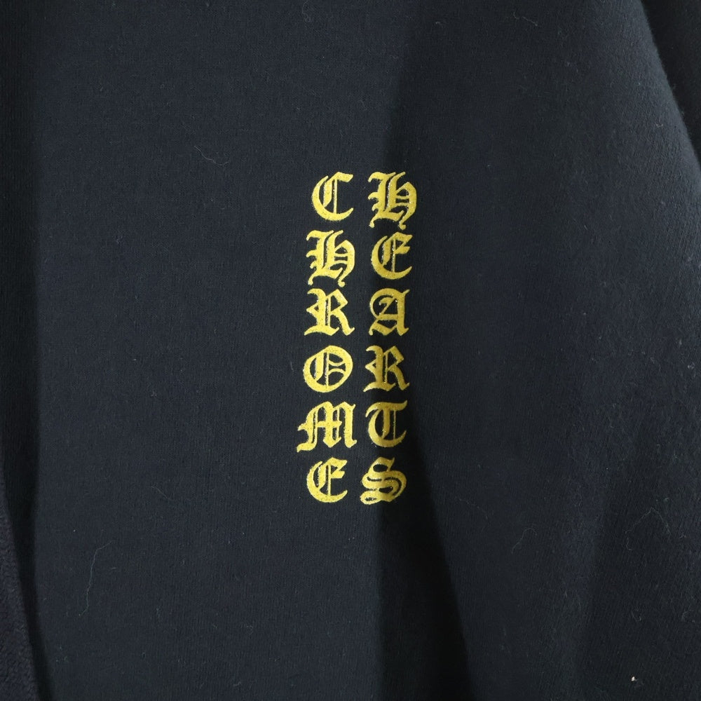 CHROME HEARTS(クロムハーツ) Yellow Sleeve Logo Pullover Hoodie オンライン限定 イエロースリーブ グリッターロゴ プルオーバーフーディ パーカー ブラック/イエロー
